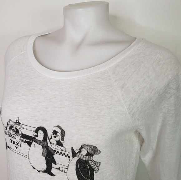 AEO white burnout long sleeve tee NYC penguins - Picture 3 of 7